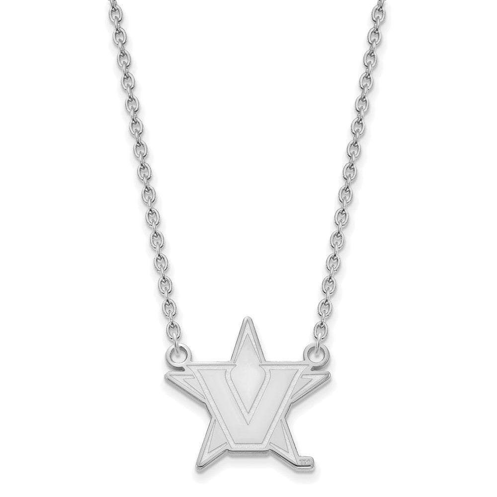 Sterling S. Rh-p LogoArt Vanderbilt University Large Pendant w/Necklace