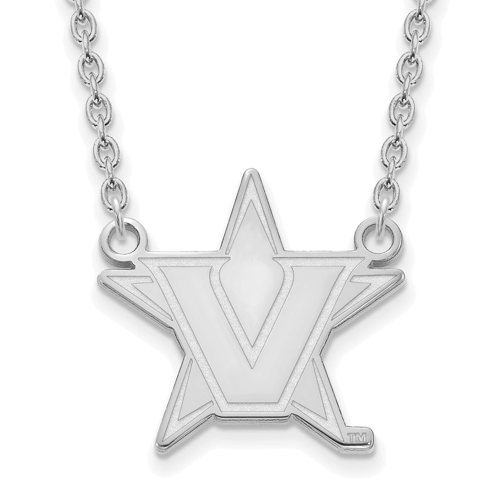 Sterling S. Rh-p LogoArt Vanderbilt University Large Pendant w/Necklace