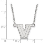 14k White Gold LogoArt Villanova University Letter V Small Pendant 18 inch Necklace