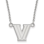 Sterling Silver Rhodium-plated LogoArt Villanova University Letter V Small Pendant 18 inch Necklace