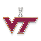 Sterling Silver Rhodium-plated LogoArt Virginia Tech V-T Medium Enameled Pendant