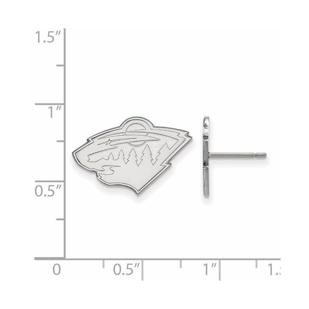 14k White Gold NHL LogoArt Minnesota Wild Small Post Earrings