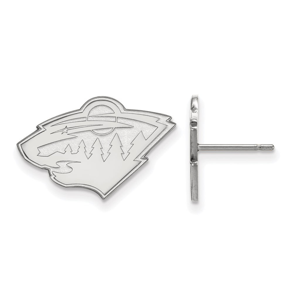 10k White Gold NHL LogoArt Minnesota Wild Small Post Earrings