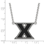 Sterling Silver Rhodium-plated LogoArt Xavier University Letter X Large Enameled Pendant 18 inch Necklace