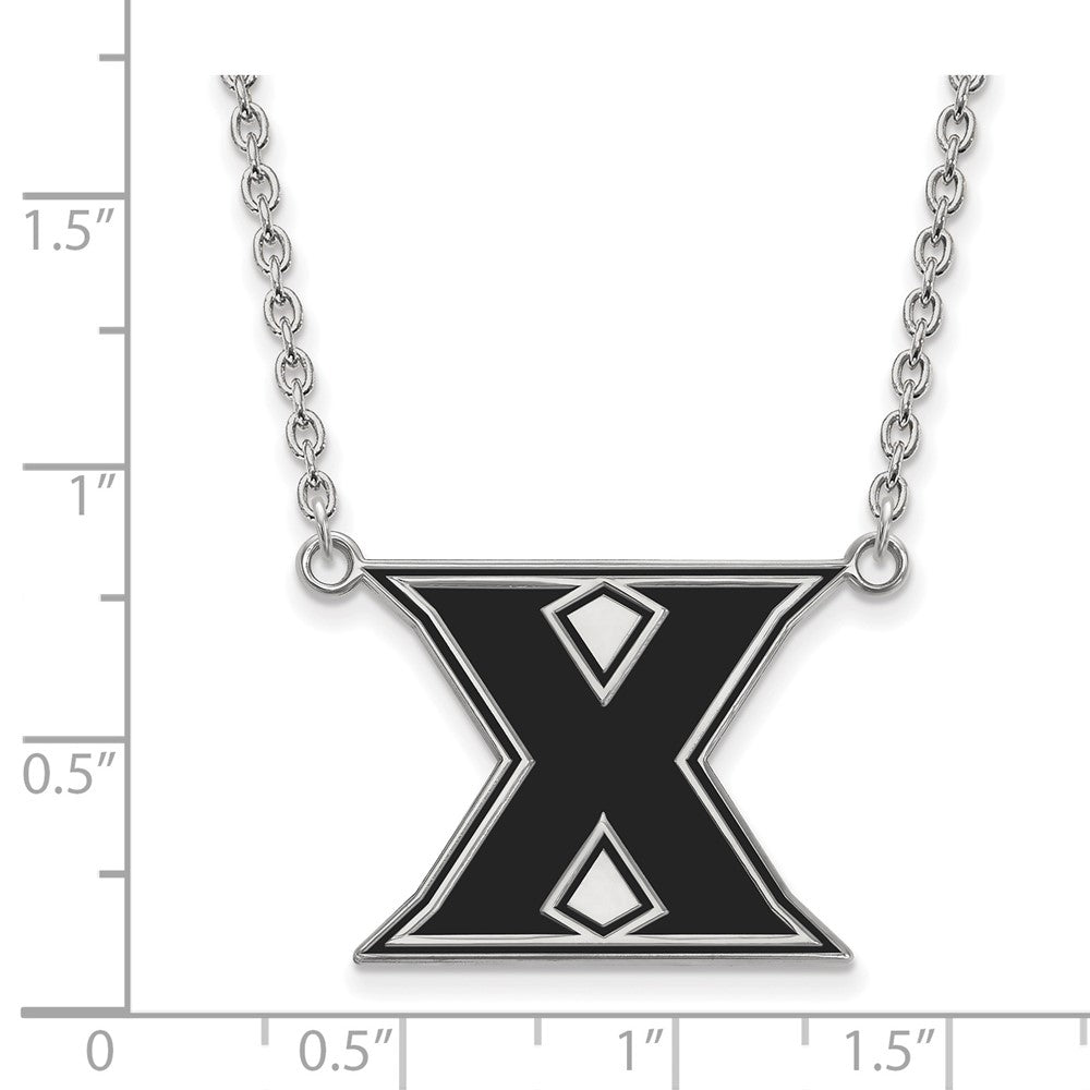 Sterling Silver Rhodium-plated LogoArt Xavier University Letter X Large Enameled Pendant 18 inch Necklace