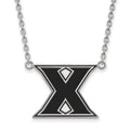 Sterling Silver Rhodium-plated LogoArt Xavier University Letter X Large Enameled Pendant 18 inch Necklace