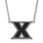 Sterling Silver Rhodium-plated LogoArt Xavier University Letter X Large Enameled Pendant 18 inch Necklace