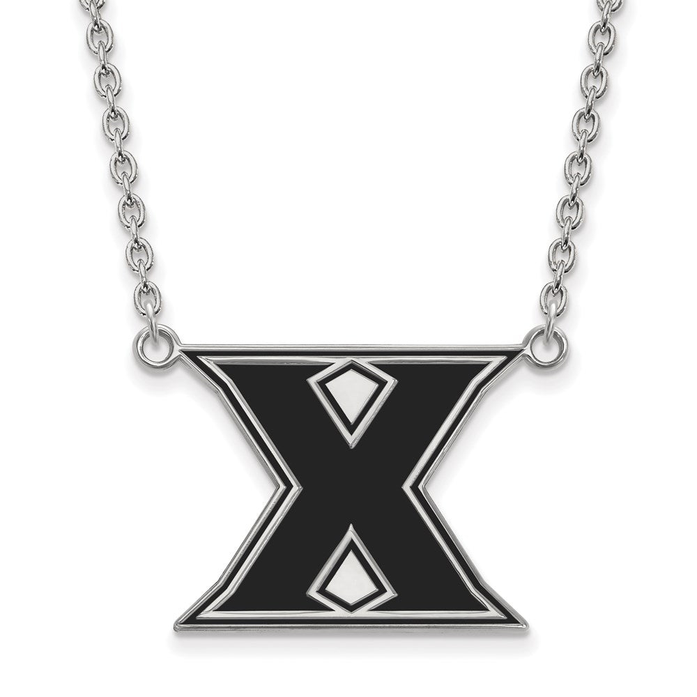Sterling Silver Rhodium-plated LogoArt Xavier University Letter X Large Enameled Pendant 18 inch Necklace
