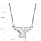 Sterling Silver Rhodium-plated LogoArt Youngstown State University Letter Y Small Pendant 18 inch Necklace