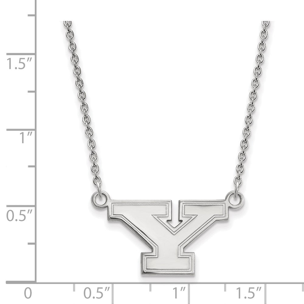 Sterling Silver Rhodium-plated LogoArt Youngstown State University Letter Y Small Pendant 18 inch Necklace