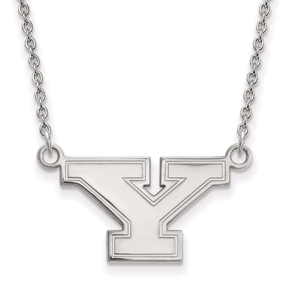 10k White Gold LogoArt Youngstown State University Letter Y Small Pendant 18 inch Necklace