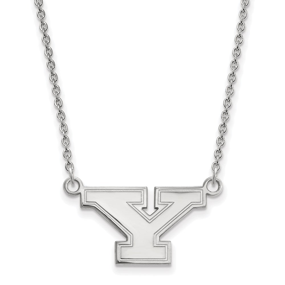 Sterling Silver Rhodium-plated LogoArt Youngstown State University Letter Y Small Pendant 18 inch Necklace