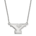 Sterling Silver Rhodium-plated LogoArt Youngstown State University Letter Y Small Pendant 18 inch Necklace