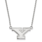Sterling Silver Rhodium-plated LogoArt Youngstown State University Letter Y Small Pendant 18 inch Necklace