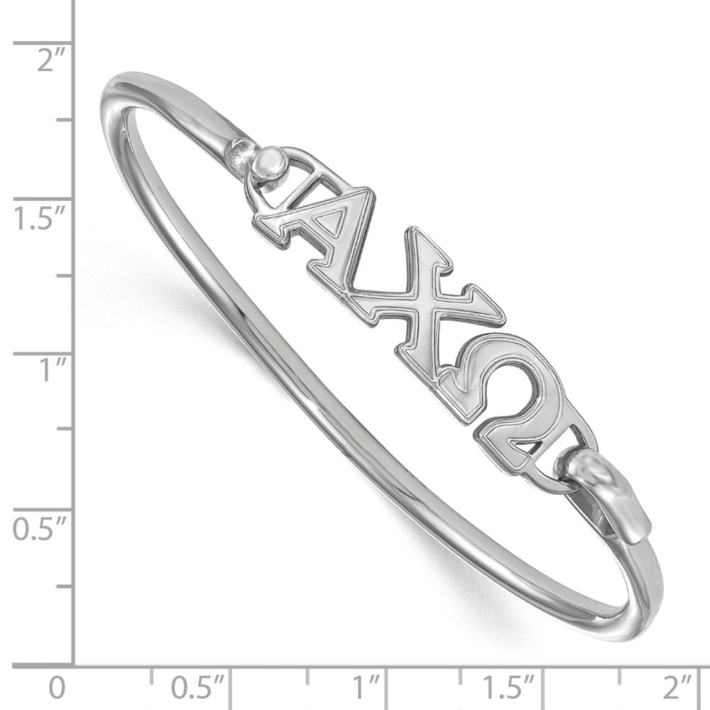 Sterling S. Rh-plated LogoArt Alpha Chi Omega Small Hook and Clasp Bangle