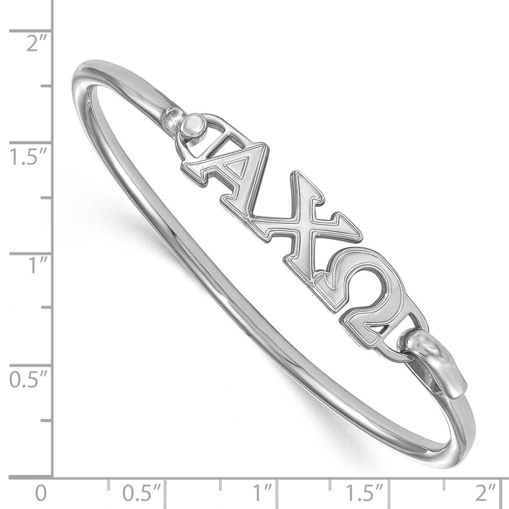 Sterling S. Rh-plated LogoArt Alpha Chi Omega Small Hook and Clasp Bangle
