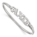 Sterling S. Rh-plated LogoArt Alpha Chi Omega Small Hook and Clasp Bangle
