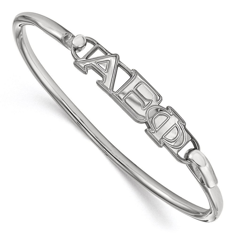 Sterling S. Rh-p LogoArt Alpha Epsilon Phi Small Hook and Clasp Bangle