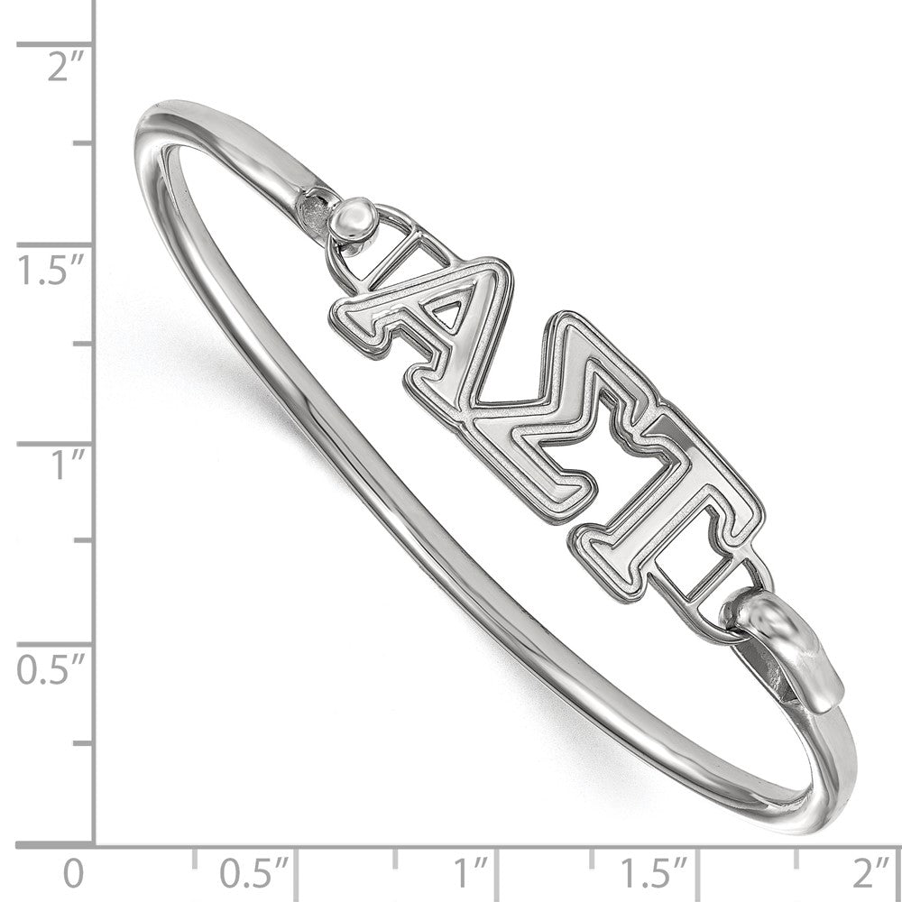 Sterling S. Rh-plated LogoArt Alpha Sigma Tau Small Hook and Clasp Bangle