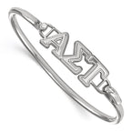 Sterling S. Rh-plated LogoArt Alpha Sigma Tau Small Hook and Clasp Bangle