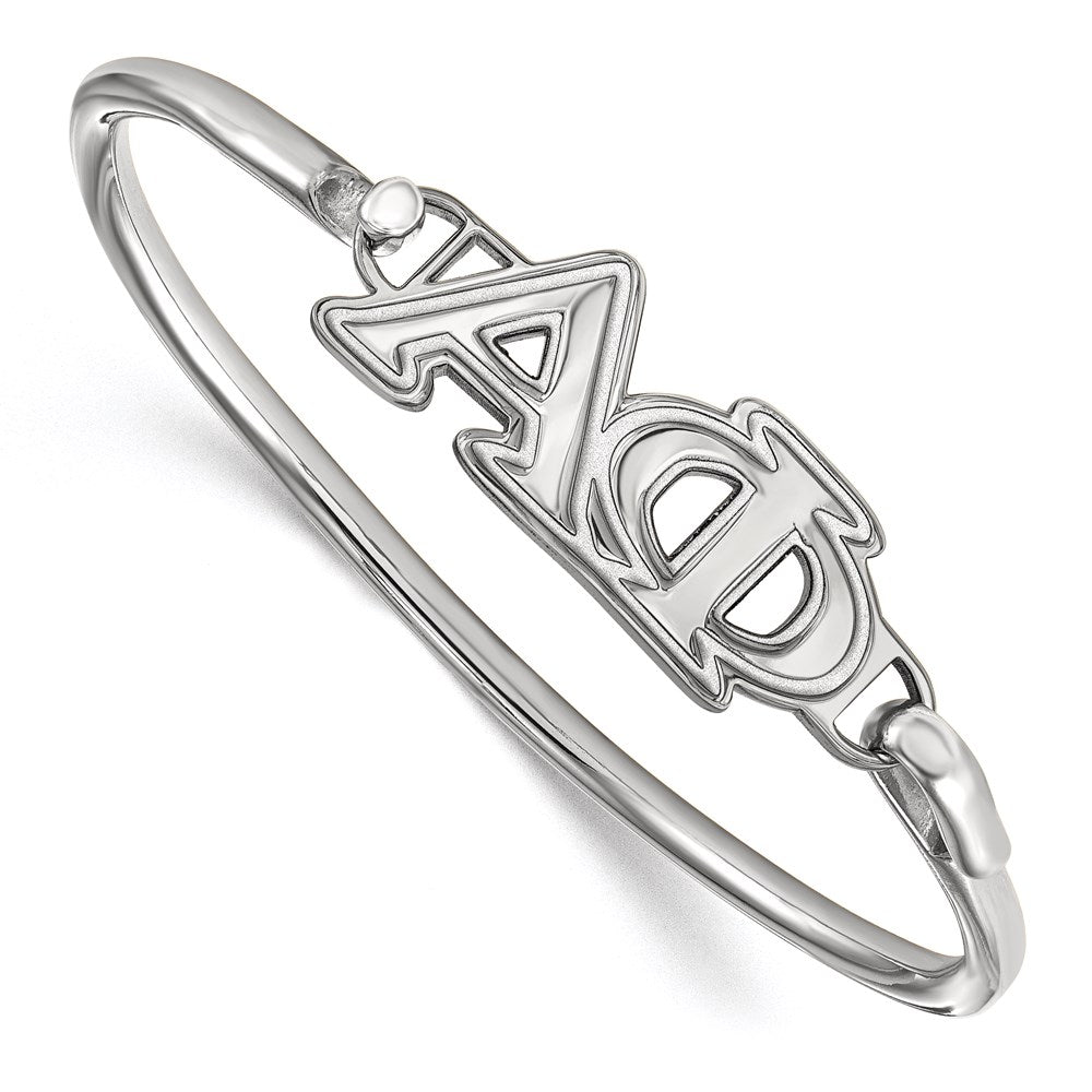 Sterling Silver Rh-plated LogoArt Alpha Phi Small Hook and Clasp Bangle