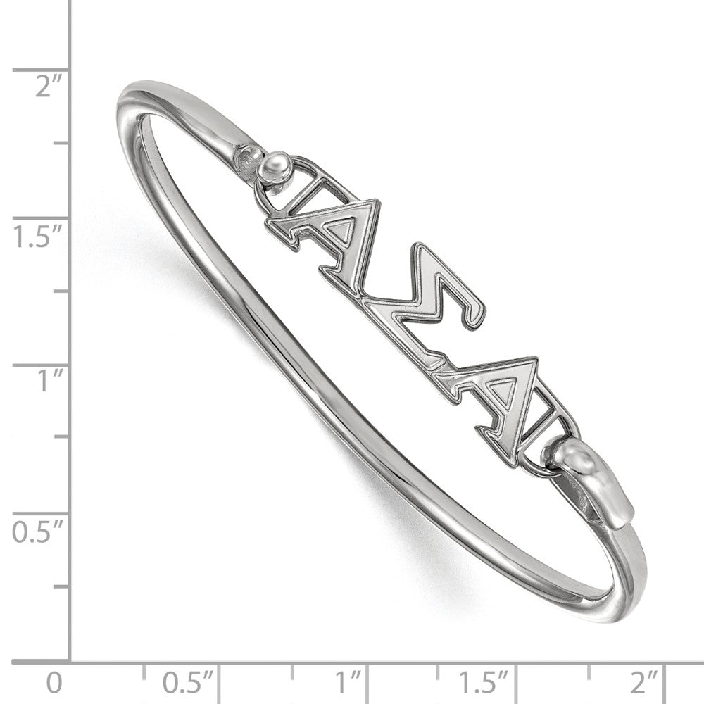 Sterling S. Rh-p LogoArt Alpha Sigma Alpha Small Hook and Clasp Bangle