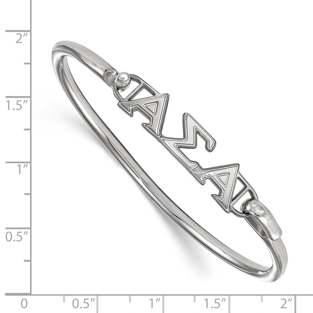 Sterling S. Rh-p LogoArt Alpha Sigma Alpha Small Hook and Clasp Bangle