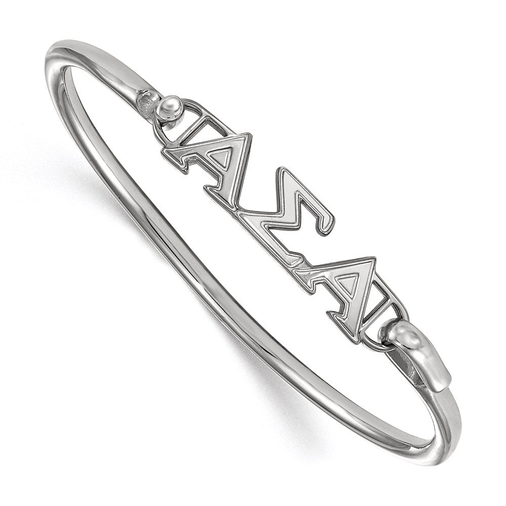 Sterling S. Rh-p LogoArt Alpha Sigma Alpha Small Hook and Clasp Bangle