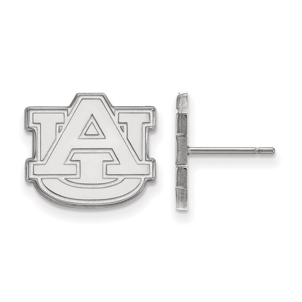 14k White Gold LogoArt Auburn University A-U Small Post Earrings