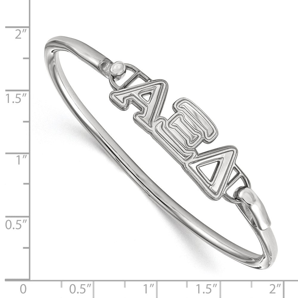 Sterling S. Rh-plated LogoArt Alpha Xi Delta Small Hook and Clasp Bangle