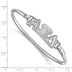 Sterling S. Rh-plated LogoArt Alpha Xi Delta Small Hook and Clasp Bangle