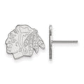 Sterling Silver Rhodium-plated NHL LogoArt Chicago Blackhawks Small Post Earrings