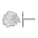 Sterling Silver Rhodium-plated NHL LogoArt Chicago Blackhawks Small Post Earrings