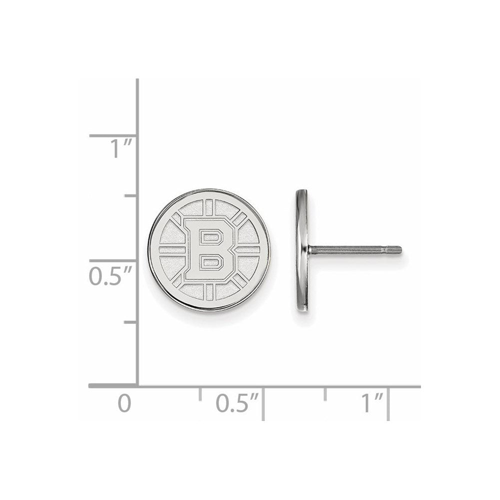14k White Gold NHL LogoArt Boston Bruins Small Post Earrings
