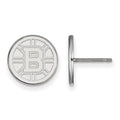 Sterling Silver Rhodium-plated NHL LogoArt Boston Bruins Small Post Earrings