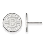 Sterling Silver Rhodium-plated NHL LogoArt Boston Bruins Small Post Earrings