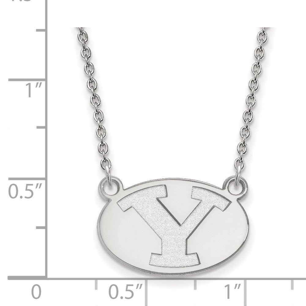 14k White Gold LogoArt Brigham Young University Letter Y Small Pendant 18 inch Necklace