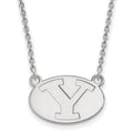 14k White Gold LogoArt Brigham Young University Letter Y Small Pendant 18 inch Necklace