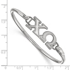 Sterling Silver Rh-plated LogoArt Chi Omega Hook and Clasp Bangle