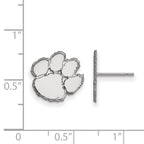 10k White Gold LogoArt Clemson University Tiger Paw Small Post Earrings