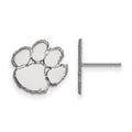 Sterling Silver Rhodium-plated LogoArt Clemson University Tiger Paw Small Post Earrings