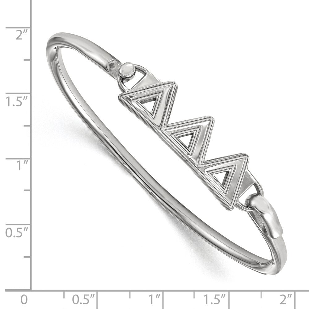 Sterling S. Rh-p LogoArt Delta Delta Delta Small Hook and Clasp Bangle