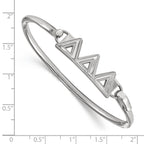 Sterling S. Rh-p LogoArt Delta Delta Delta Small Hook and Clasp Bangle