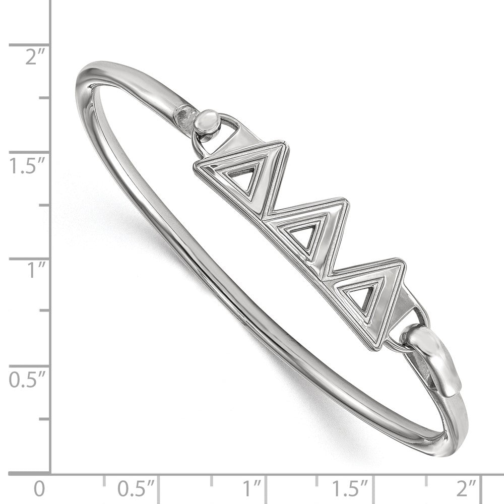 Sterling S. Rh-p LogoArt Delta Delta Delta Small Hook and Clasp Bangle