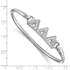 Sterling S. Rh-p LogoArt Delta Delta Delta Small Hook and Clasp Bangle