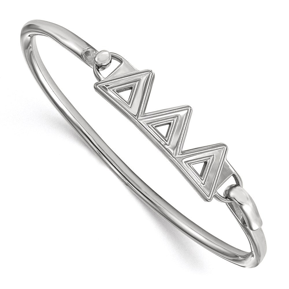 Sterling S. Rh-p LogoArt Delta Delta Delta Small Hook and Clasp Bangle