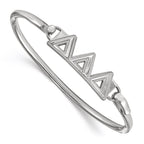 Sterling S. Rh-p LogoArt Delta Delta Delta Small Hook and Clasp Bangle