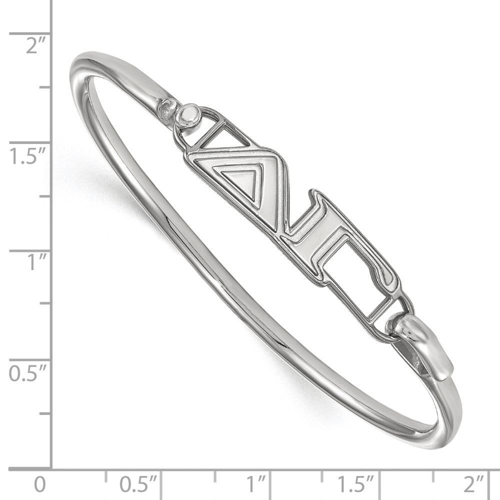 Sterling Silver Rh-plated LogoArt Delta Gamma Large Hook and Clasp Bangle