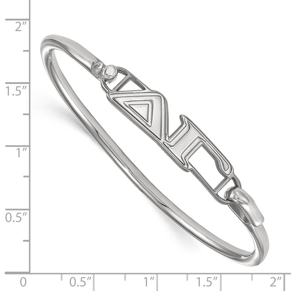 Sterling Silver Rh-plated LogoArt Delta Gamma Large Hook and Clasp Bangle