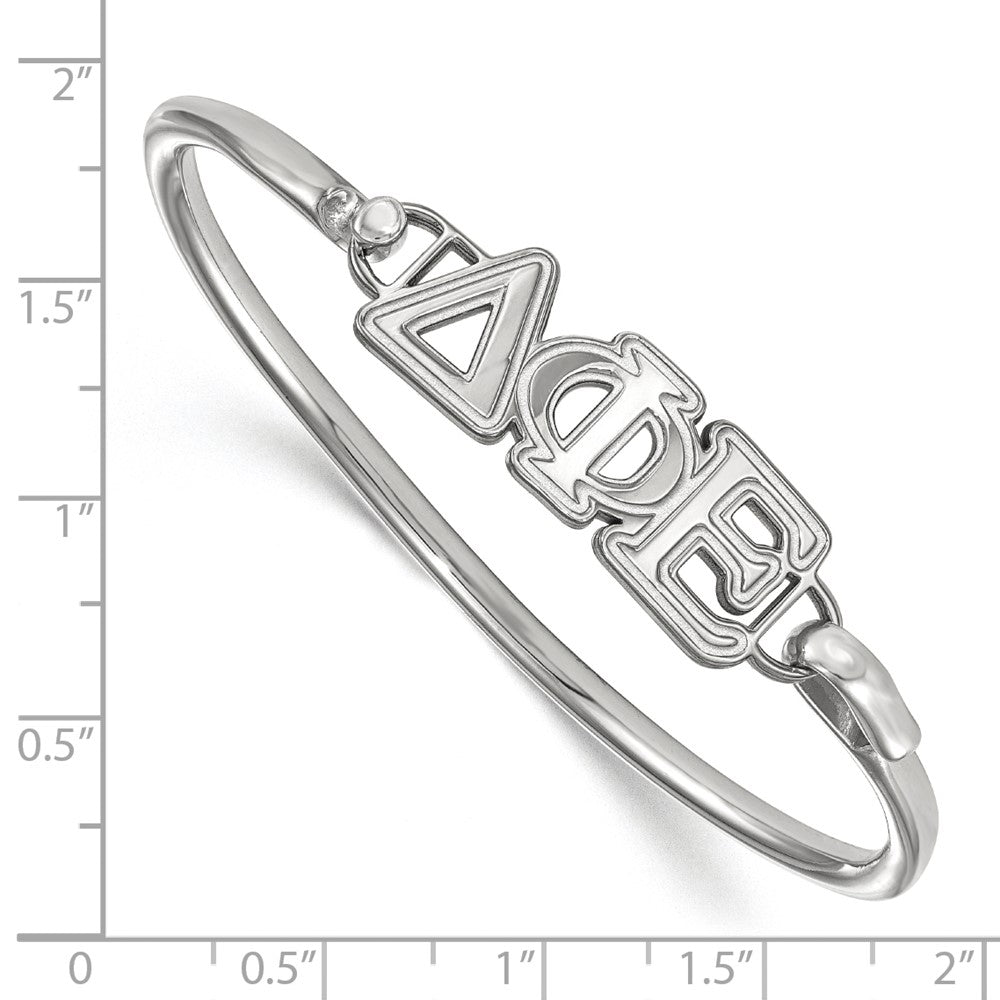 Sterling S. Rh-p LogoArt Delta Phi Epsilon Large Hook and Clasp Bangle